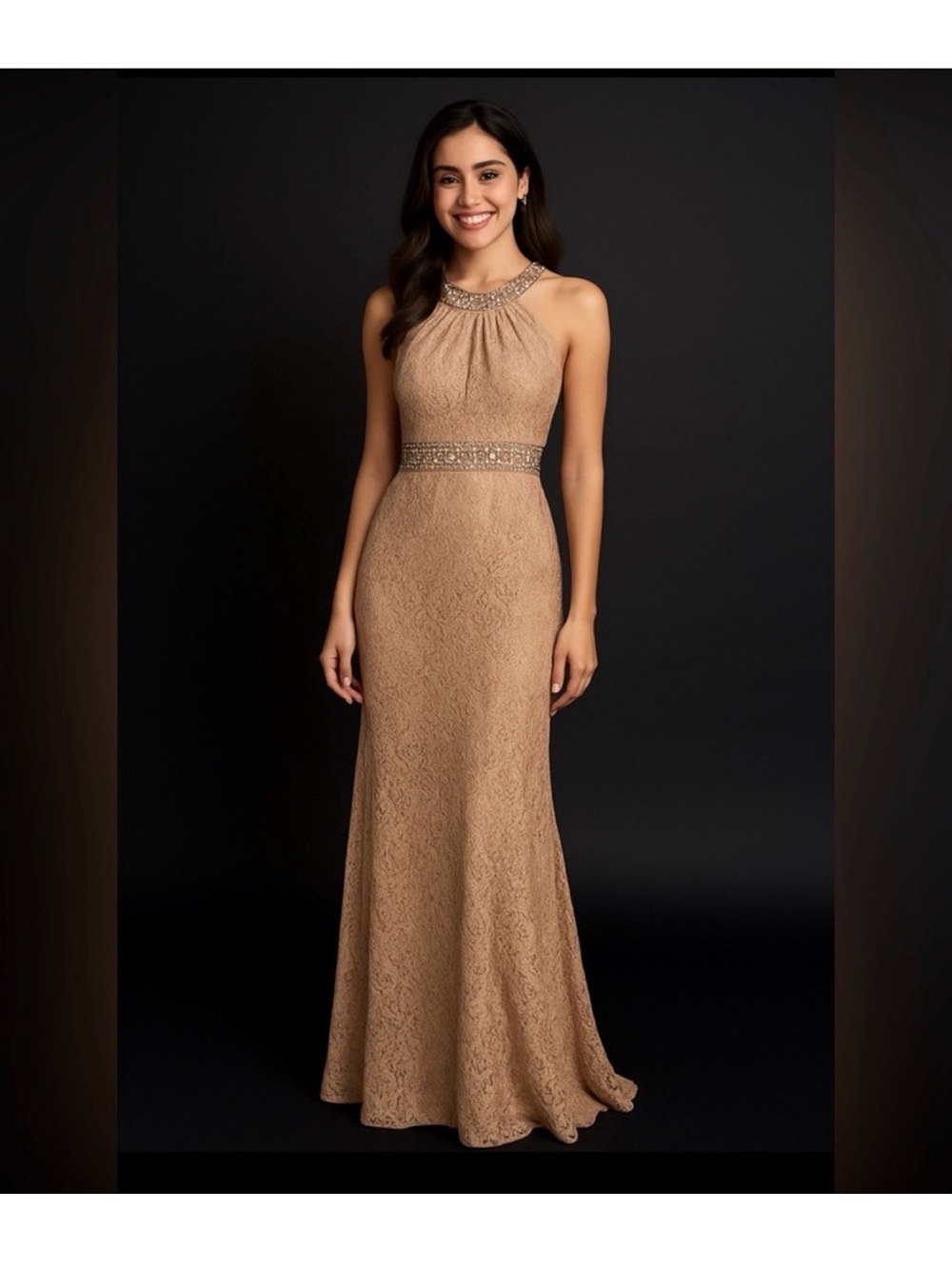 Gold Lace Evening Dress